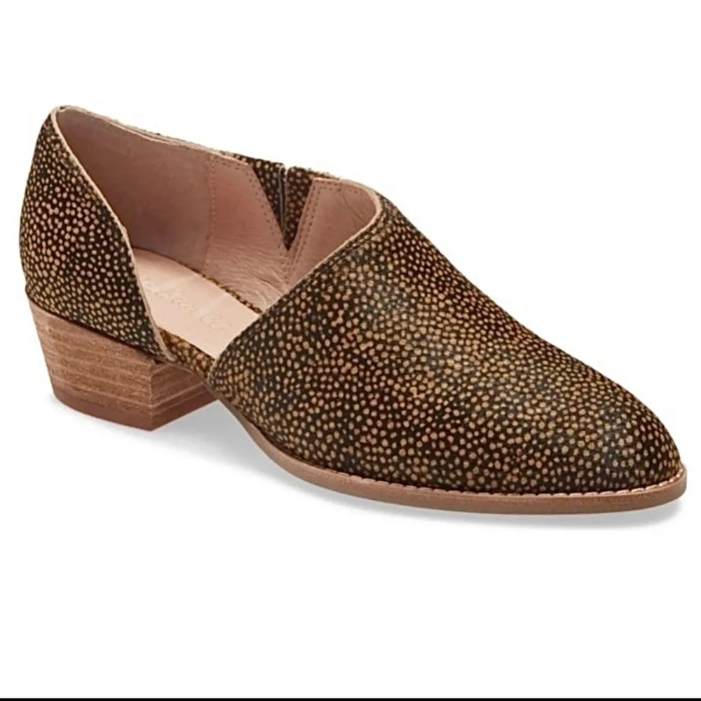 Madewell The Lucie Bootie Sz 7 Leather Brown Cutout Flat Calf Hair Upper Slip-On - Picture 13 of 16